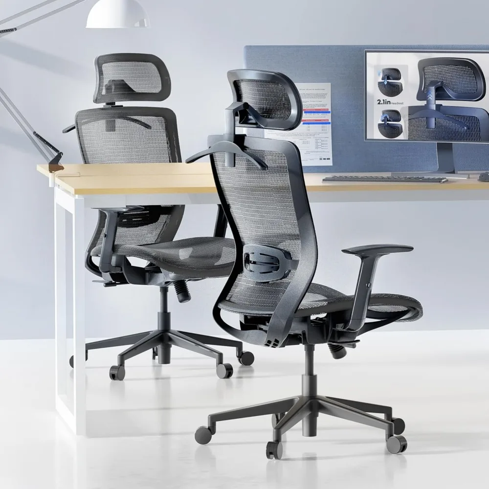 Ergonomic High-Back Mesh Swivel Chair for Executive Offices with Adjustable Lumbar Support - Image 2
