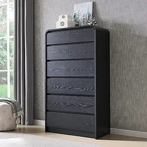 Modern 7 Drawers Dresser for Bedroom, 55" Tall Dressers & Chest of Drawers w/Curved Profile Design, Wood Mid Century Vertical St - Image 7