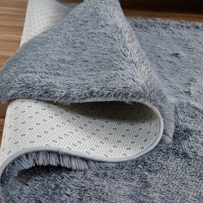 Shaggy Area Gray Rug For Living Room Super Soft Long Pile Bedroom Carpet Non-Slip Children's Home Decor Fluffy Bedside Floor Mat - Image 6