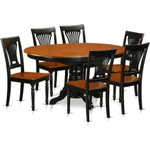 7-Piece Dining Set with Oval Table and Butterfly Leaf Extension, Including 6 Chairs