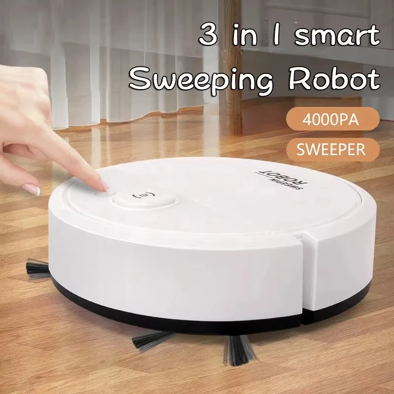 4000Pa Robot Vacuum Cleaner 3-in-1 Sweeping Mopping Robot Strong Suction Quiet Auto Cleaner for Home Dust Pet Hair Floors & Rugs