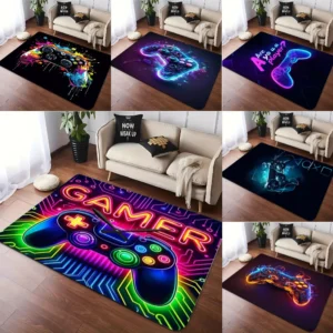 Boys Room Large Gaming Rug 3D Game Carpet Controller Design Children's Crawling Play Anti-Slip Floor Mat Home Bedroom Decor Rugs