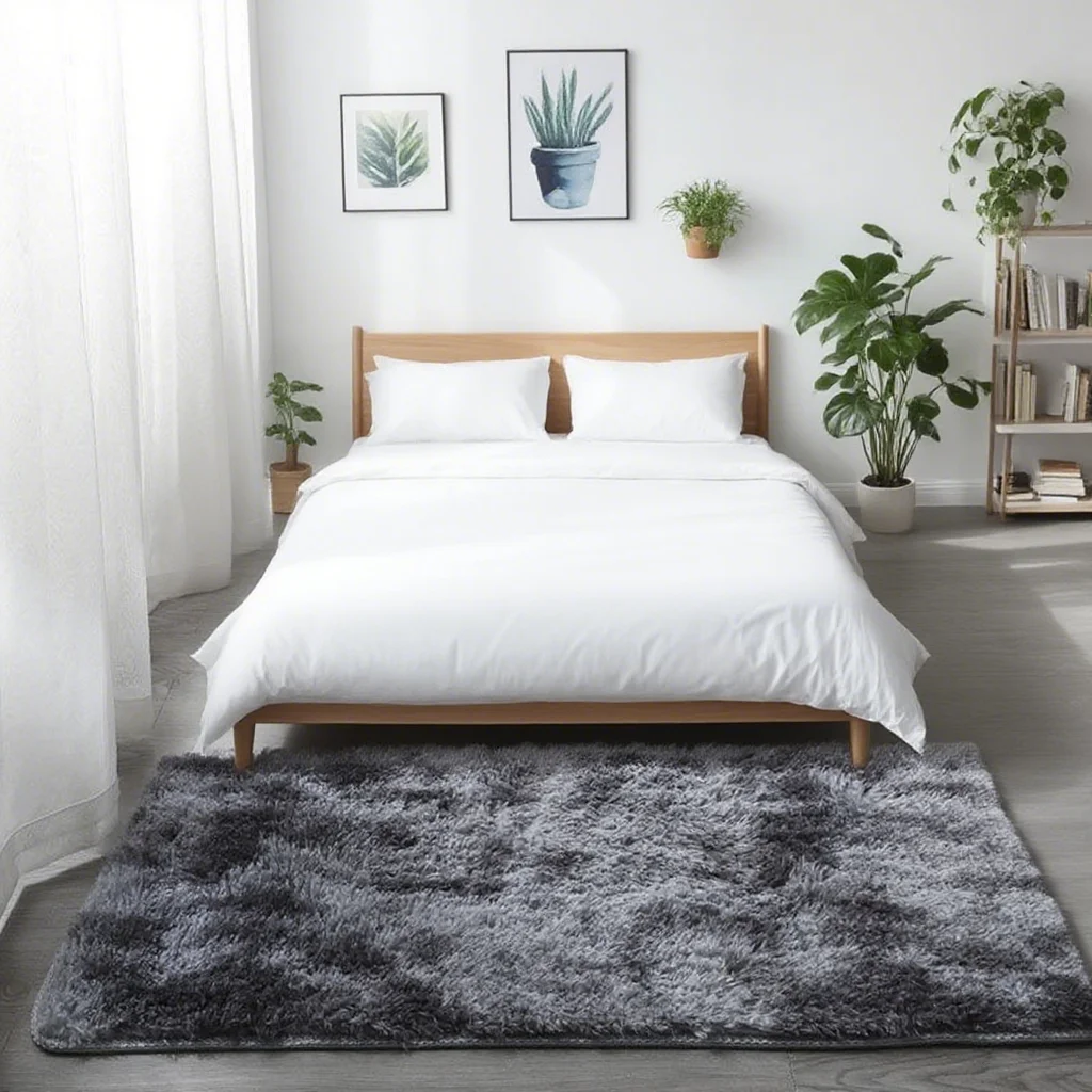 Shaggy Area Gray Rug For Living Room Super Soft Long Pile Bedroom Carpet Non-Slip Children's Home Decor Fluffy Bedside Floor Mat - Image 16