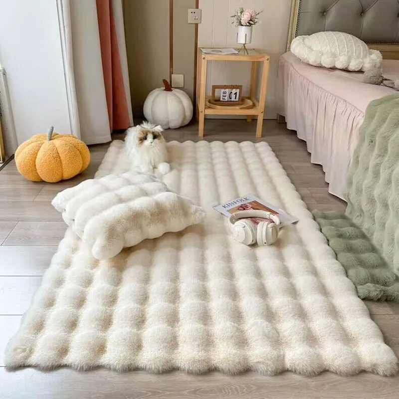 Bubble Plush Carpet For Home Decor Imitation Rabbit Hair Balcony Cushion Kids Living Room Faux Fur Rug Girl Bedroom Foot Mat - Image 8