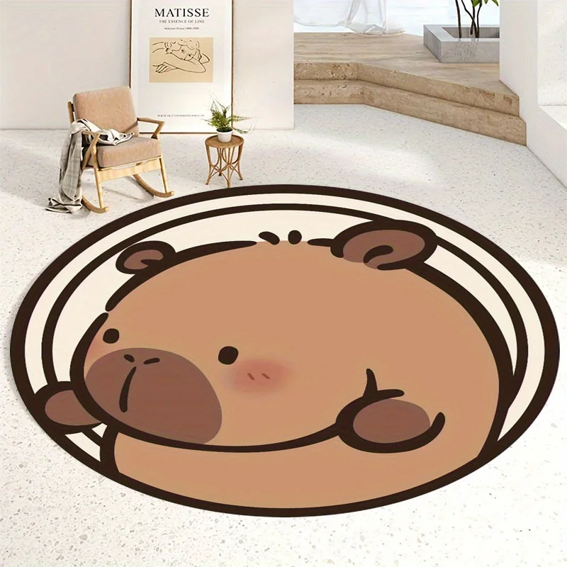 1pc Cute Cartoon Bear Design Round Mat - Soft Flannel, Non-Slip, Machine Washable, Perfect for Living Room, Bedroom, Kitchen - Image 4