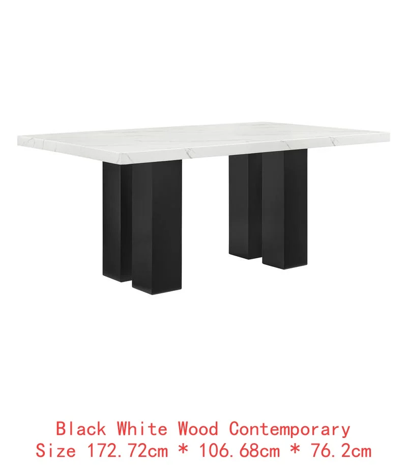 6-Pc Dining Set, White Rectangular Marble Tabletop, Dark Finish Base, Upholstered Chairs & Bench, Soft Wood Furniture for - Image 12