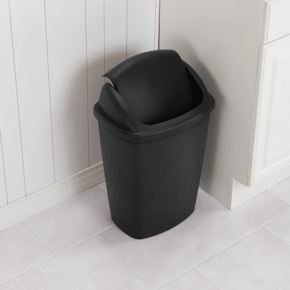 7.5 Gallon SwingTop Trash Can Plastic Wastebasket Indoor Kitchen Office Swing Lid Easy Clean Textured Surface BPA Free - Image 5