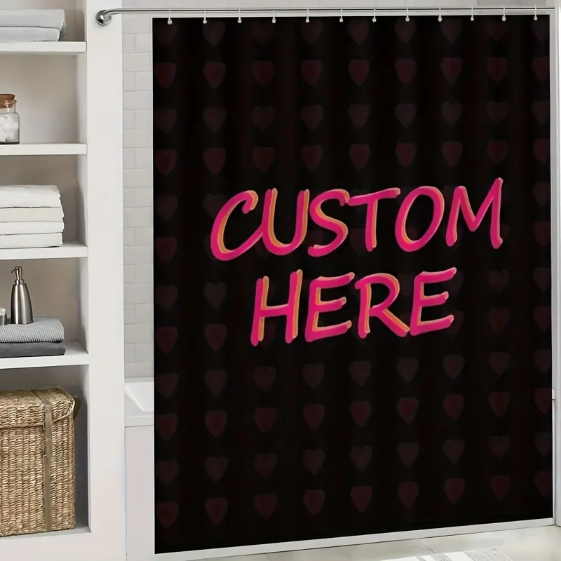 Custom Logo Shower Curtain Set For Bathroom Print Your Pattern Mildew Proof Polyester Waterproof With Hooks for Dropshipping - Image 5