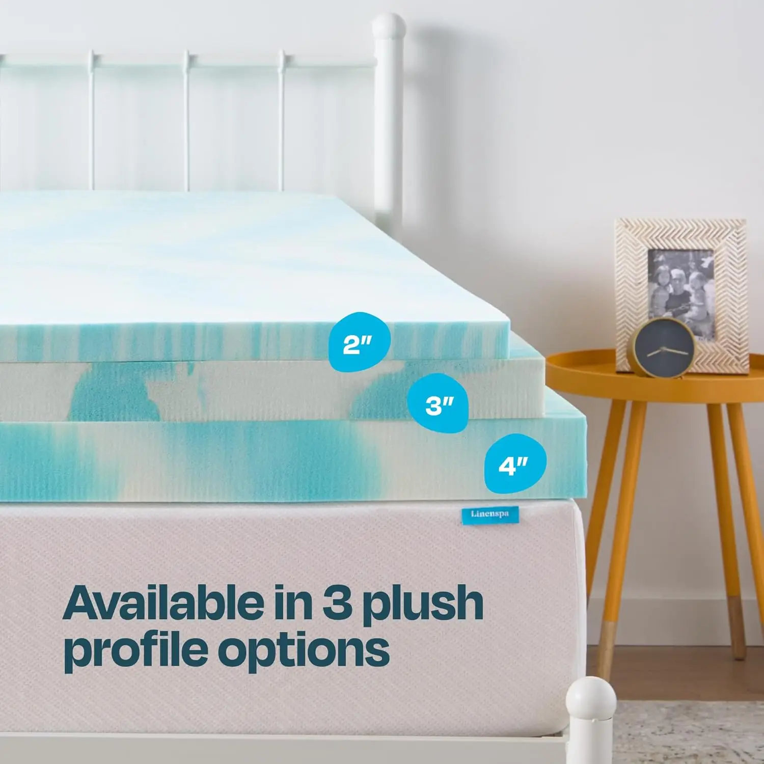 3 Inch Gel Swirl Memory Foam Mattress Topper – Cooling Gel Infused – Pressure Relieving Bed Topper - Mattress Pad - Full Size - Image 4