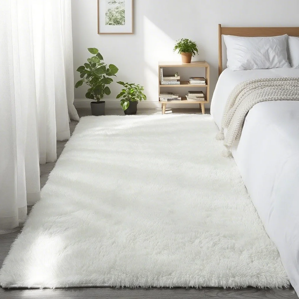 Shaggy Area Gray Rug For Living Room Super Soft Long Pile Bedroom Carpet Non-Slip Children's Home Decor Fluffy Bedside Floor Mat - Image 7