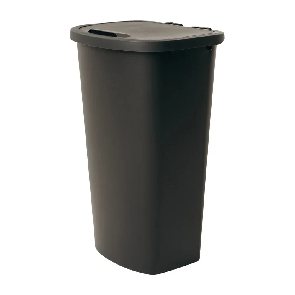 11 Gallon Rectangular Trash Can Plastic Wastebasket Flip Open Lid Durable Indoor Use Easy Clean Surface - Image 2