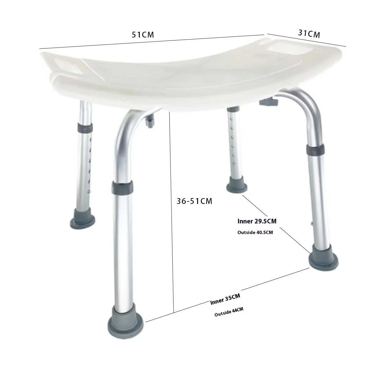 Elderly Bath Chair Pregnant Women Shower Chair Bathroom Adjusting Belt Cushion Waterproof Non-slip Aluminum Alloy Bath Stool - Image 7