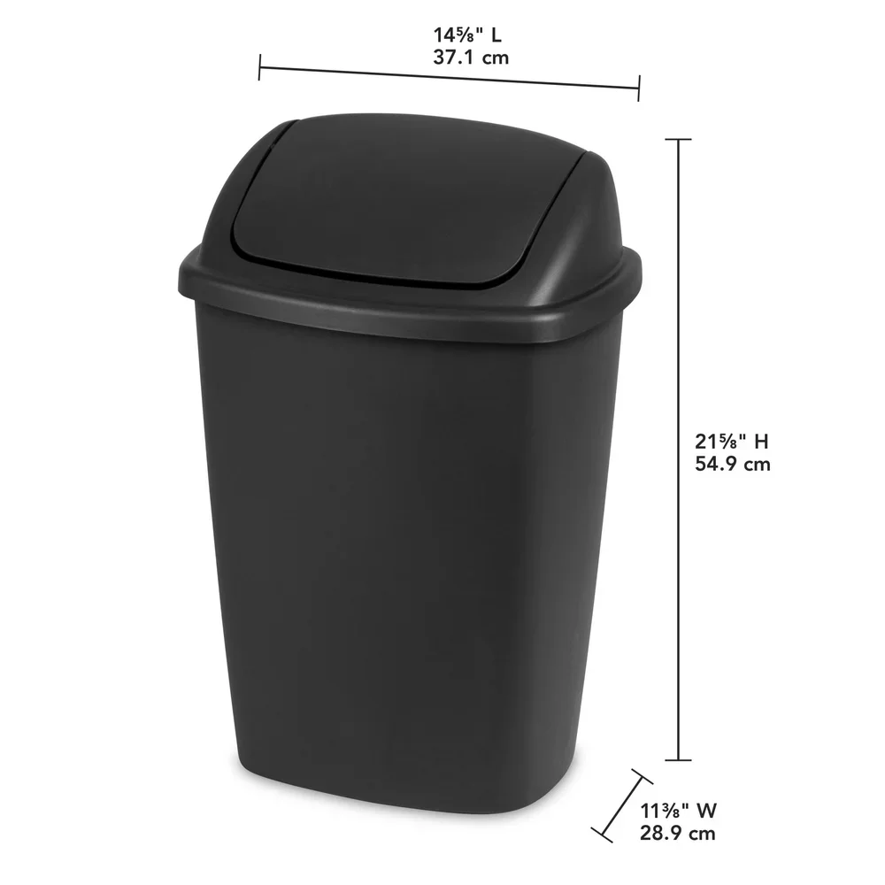 7.5 Gallon SwingTop Trash Can Plastic Wastebasket Indoor Kitchen Office Swing Lid Easy Clean Textured Surface BPA Free - Image 3