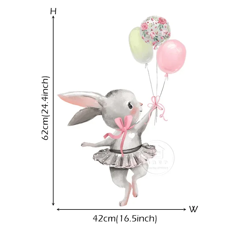 Cartoon Wall Stickers Pink Umbrella Butterfly Bunny in Love for Kids Room Baby Nursery Wall Decals for Girl Room Baby Shower PVC - Image 9
