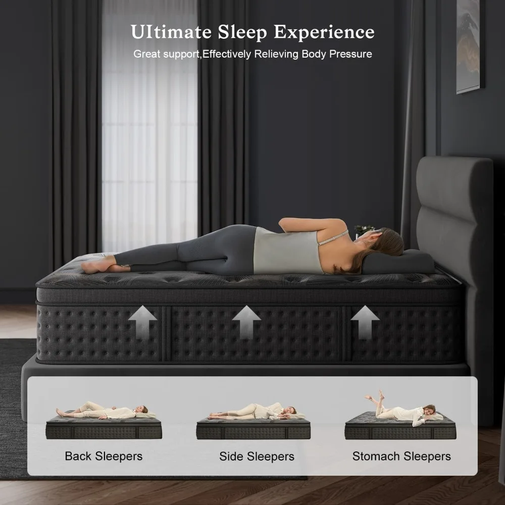 12 Inch Queen Size Hybrid Mattress with Memory Foam and Pocketed Springs for Enhanced Comfort and Motion Separation - Image 4