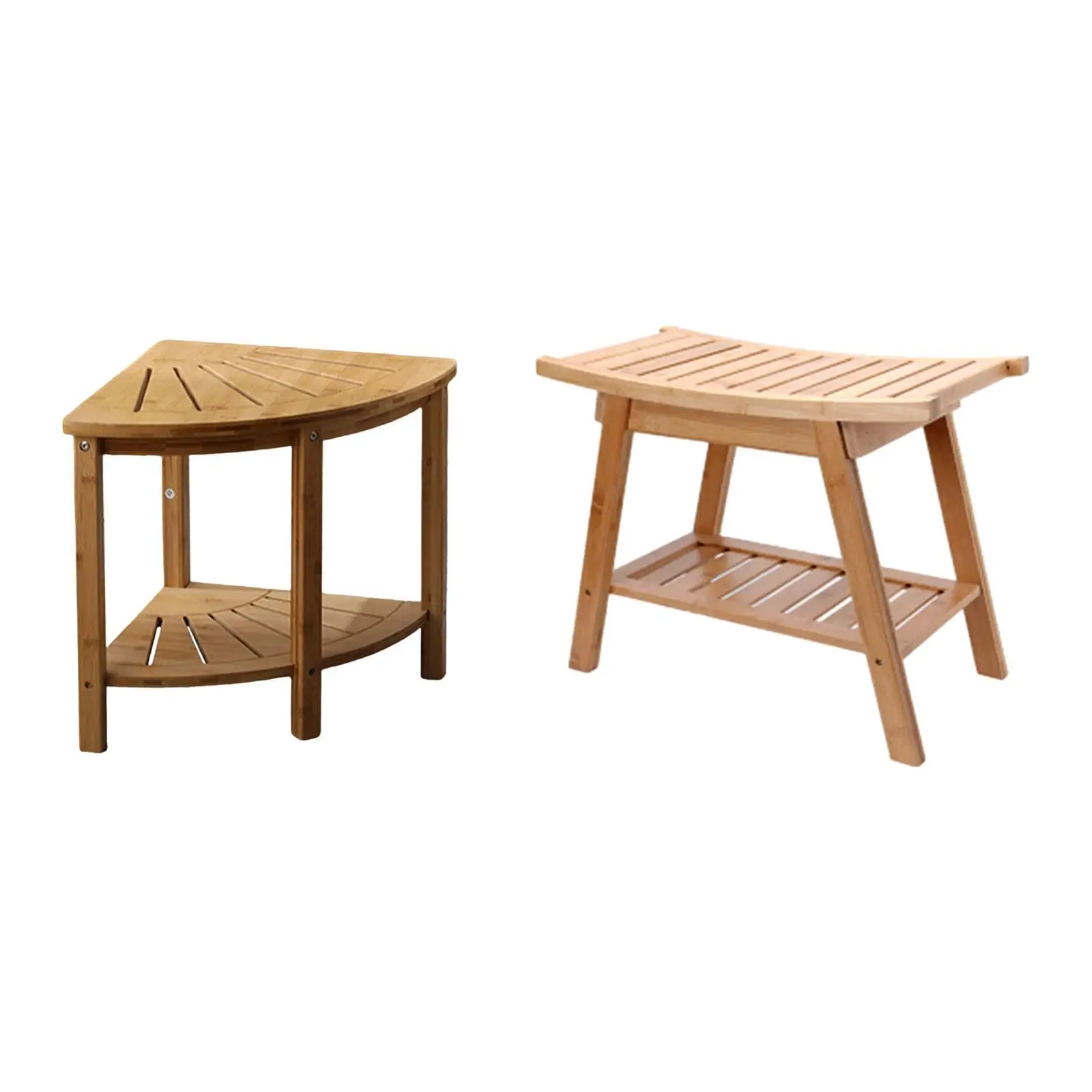 Shower Stool Shower Bath Chair with Storage Shelf 2 Tier Water Resistant Bathroom Seat for Corridor Inside Shower Shaving SPA - Image 2