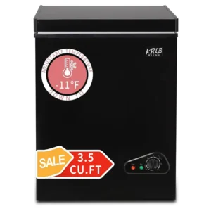 KRIB BLING 3.5 Cu.Ft Compact Chest Freezer with Removable Basket, Krib Bling Top Door Open Freestanding Deep Freezer with 7 Gear