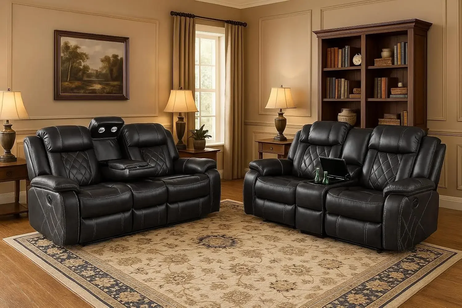 Hot salesPower Living Room Furniture Sets,Electric Recliner Chair with LED Light,Sectional Sofa Loveseat with Wireless Charging - Image 4