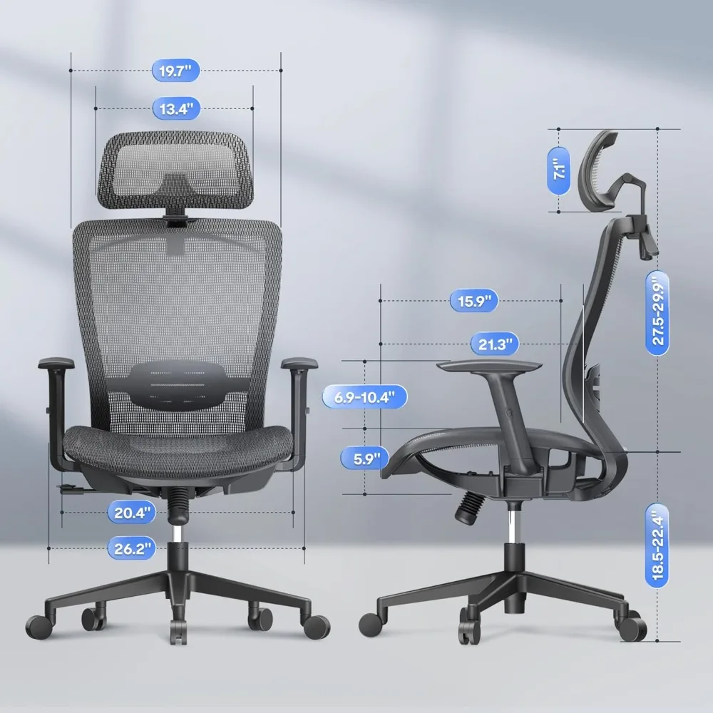 Ergonomic High-Back Mesh Swivel Chair for Executive Offices with Adjustable Lumbar Support - Image 3