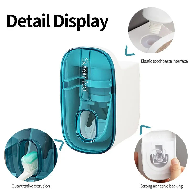 1 PCS Automatic Toothpaste Dispenser Bathroom Accessories Wall Mount Lazy Toothpaste Squeezer Toothbrush Holder - Image 5