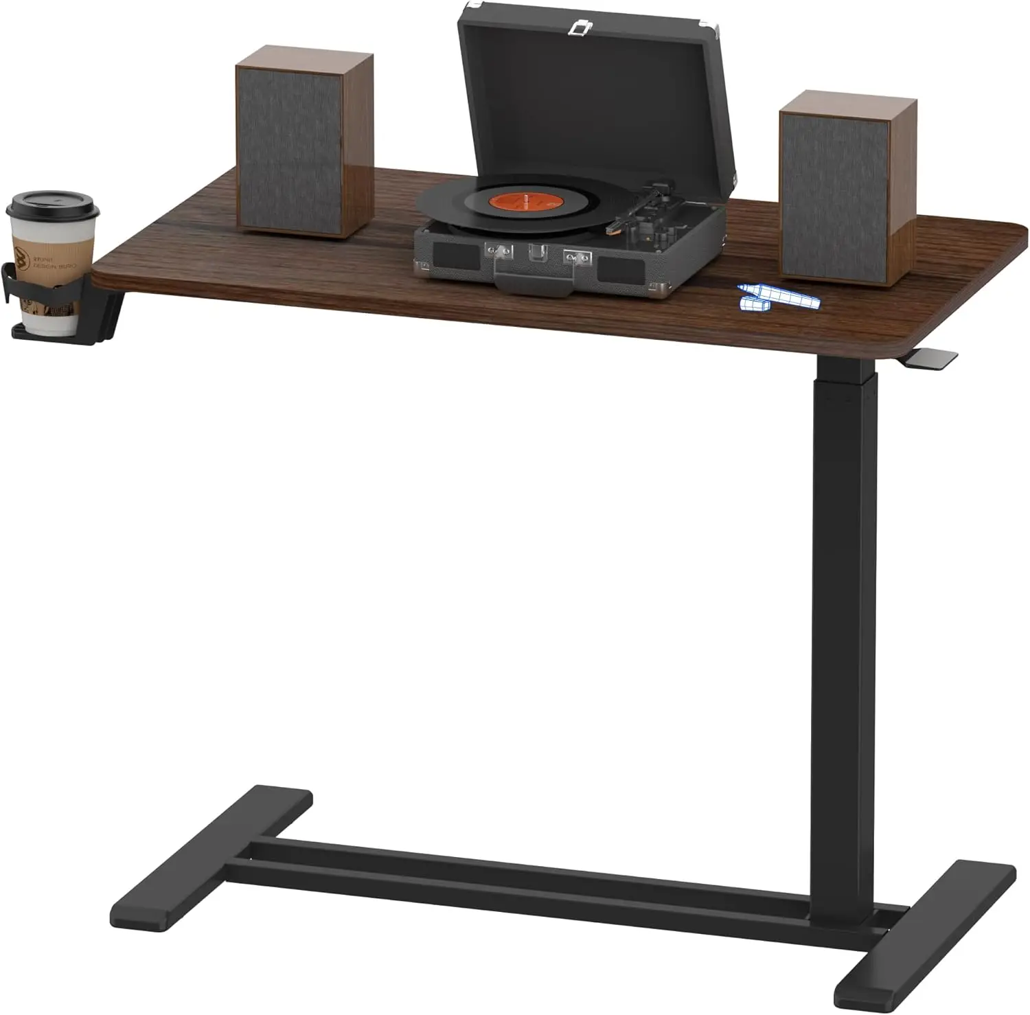 Adjustable Overbed Bedside Table with Wheels Pneumatic Mobile Standing Laptop Desk Rolling Computer Cart Movable - Image 9
