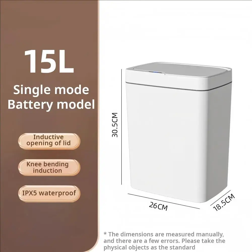 White Touchless 15L Smart Sensor Trash Can – Electronic Bathroom Garbage Bin with Automatic Bagging, Smart Home Compatible - Image 4