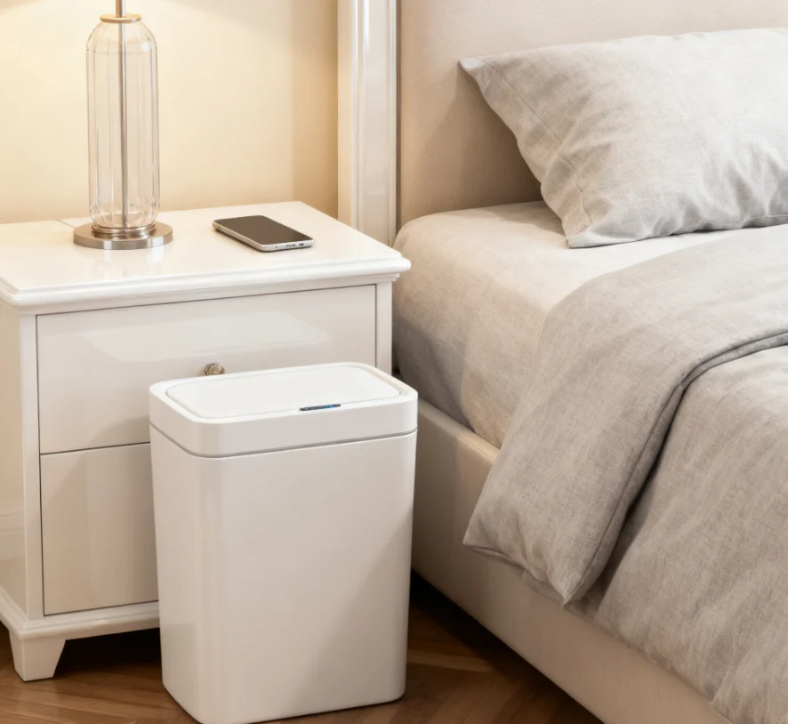 White Touchless 15L Smart Sensor Trash Can – Electronic Bathroom Garbage Bin with Automatic Bagging, Smart Home Compatible - Image 5