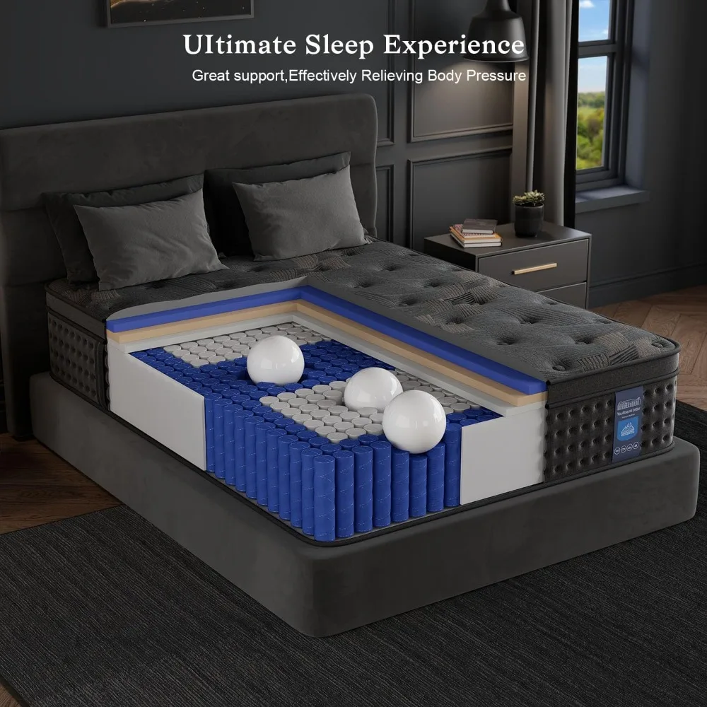 12 Inch Queen Size Hybrid Mattress with Memory Foam and Pocketed Springs for Enhanced Comfort and Motion Separation - Image 3