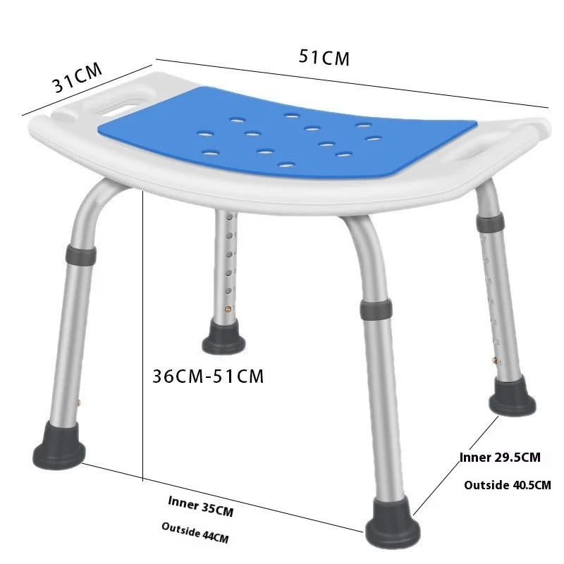 Elderly Bath Chair Pregnant Women Shower Chair Bathroom Adjusting Belt Cushion Waterproof Non-slip Aluminum Alloy Bath Stool - Image 5