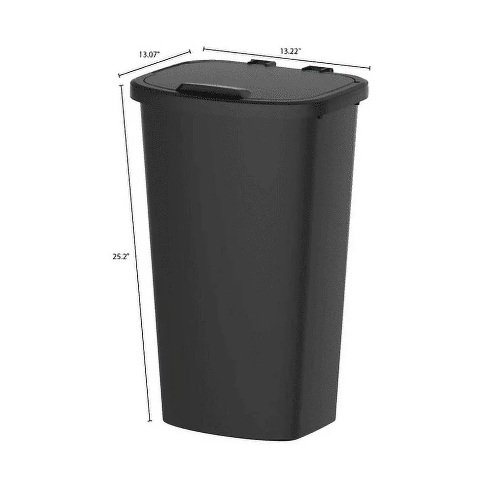 11 Gallon Rectangular Trash Can Plastic Wastebasket Flip Open Lid Durable Indoor Use Easy Clean Surface - Image 3