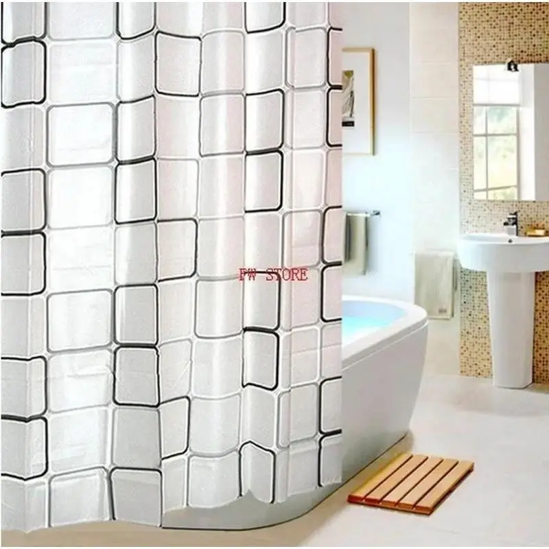 180*200cm Bathroom Curtain Waterproof Shower Curtain With 12 Curtain Hooks And Rings Shower Curtain Set - Image 4