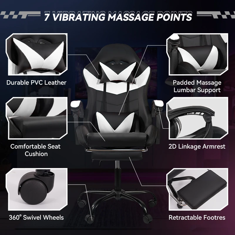 Nalupatio Ergonomic Office Chair, Leather E-Sports Chair,Gaming Chair, Rotatable Adjustable Headrest,For Offices Or Gaming Halls - Image 4