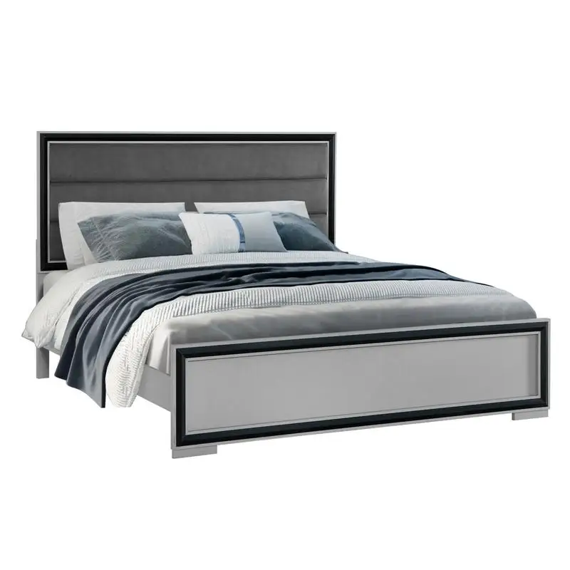 5PC King Bedroom Set – Grey & Black Design - Image 2