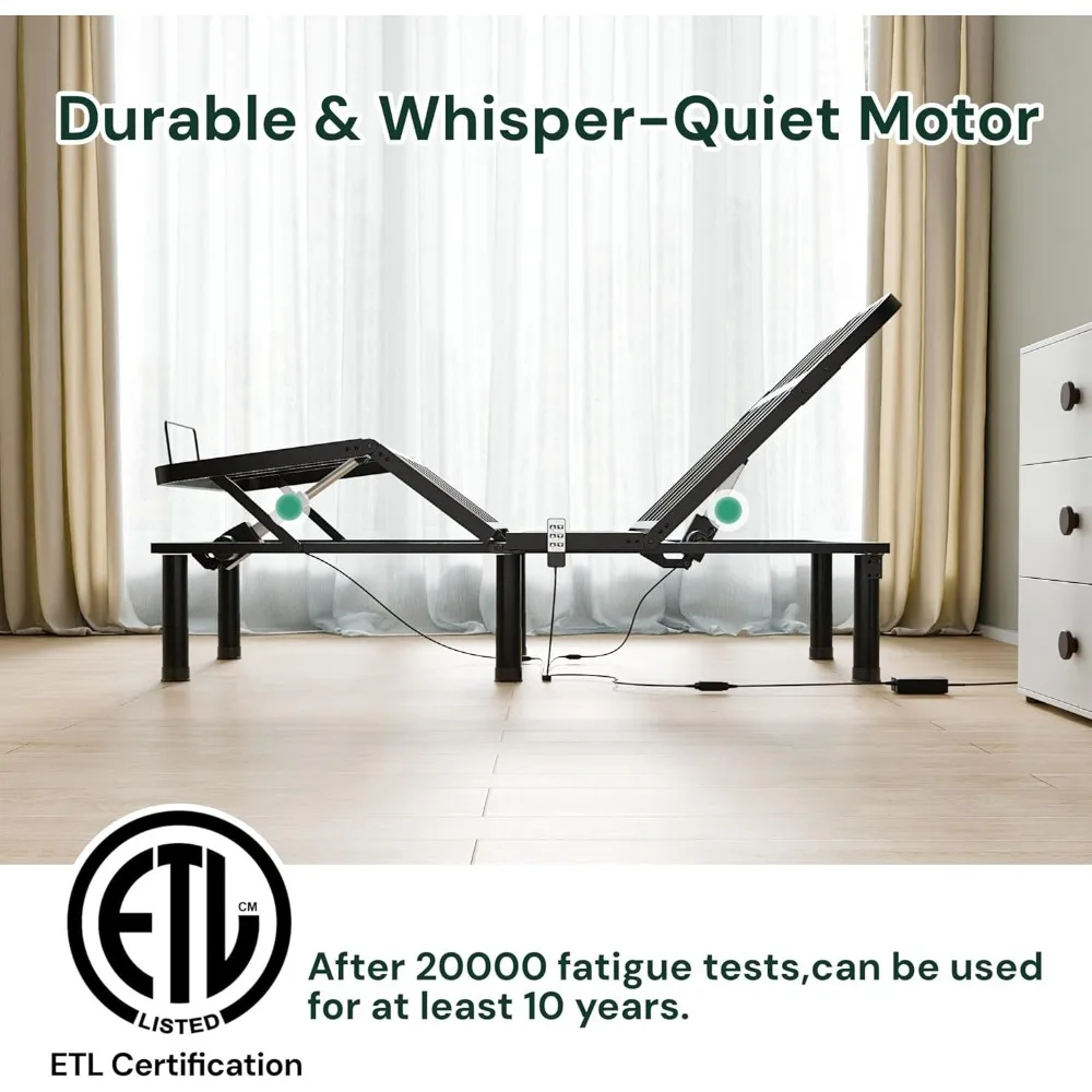 Adjustable Bed Frame, Wired Remote Control, Independent Head and Foot Incline, Electric Bed Frame Base, Adjustable Bed Leg - Image 6