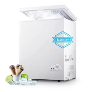 Top Open Door Chest Freezer 5.0 Cubic Feet with Removable Baskets & Adjustable Temp Compact & Quiet Mini Deep Freezer Garage