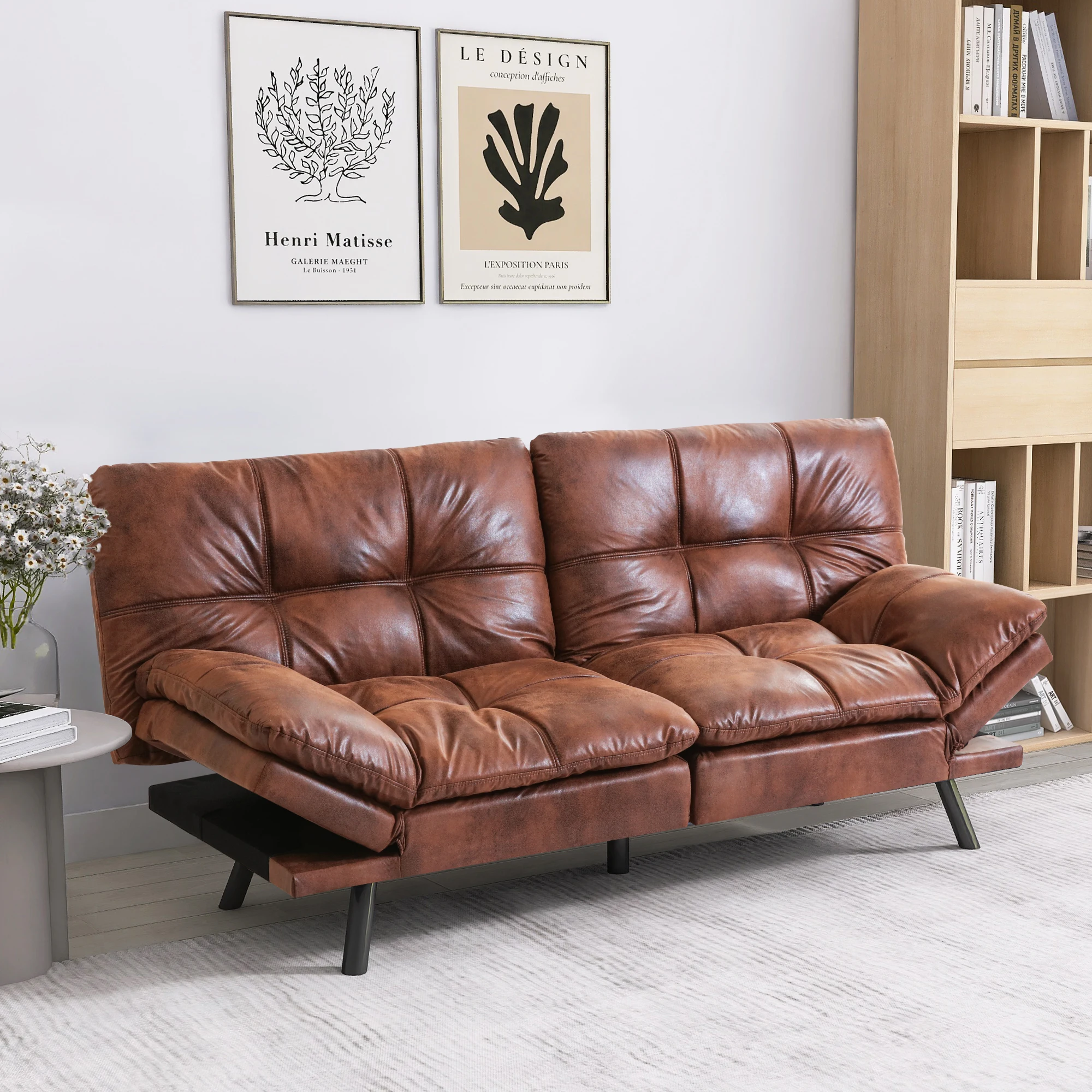Hcore Futon Sofa Bed,Sleeper Convertible Futon Couch,Memory Foam Futon Couch,Convertible Loveseat Sofa Bed - Image 2