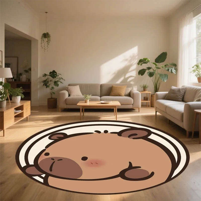 1pc Cute Cartoon Bear Design Round Mat - Soft Flannel, Non-Slip, Machine Washable, Perfect for Living Room, Bedroom, Kitchen - Image 6