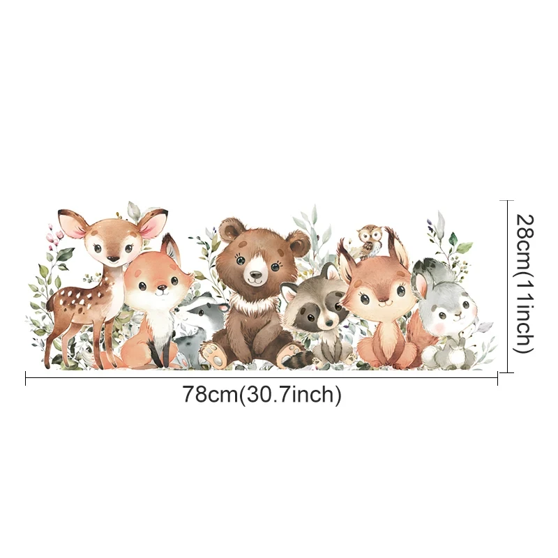 Forest Animals Theme Bear Deer Rabbit Children's Wall Stickers for Kids Room Baby Room Decoration Wallpaper Wall Decals Nursery - Image 9