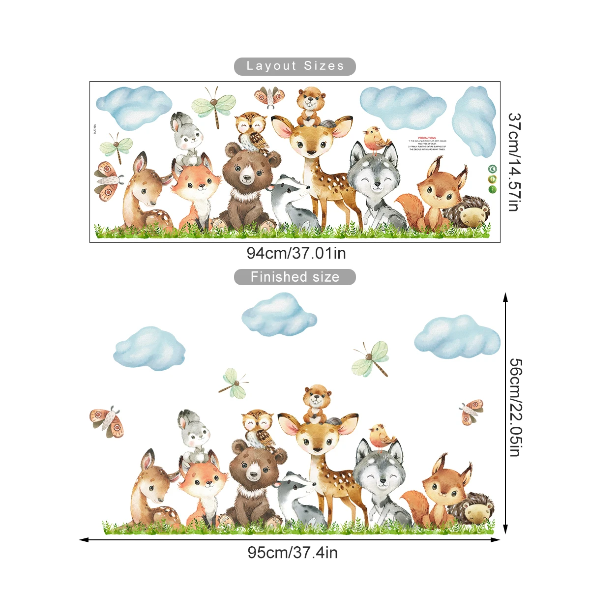 Forest Animals Theme Bear Deer Rabbit Children's Wall Stickers for Kids Room Baby Room Decoration Wallpaper Wall Decals Nursery - Image 12