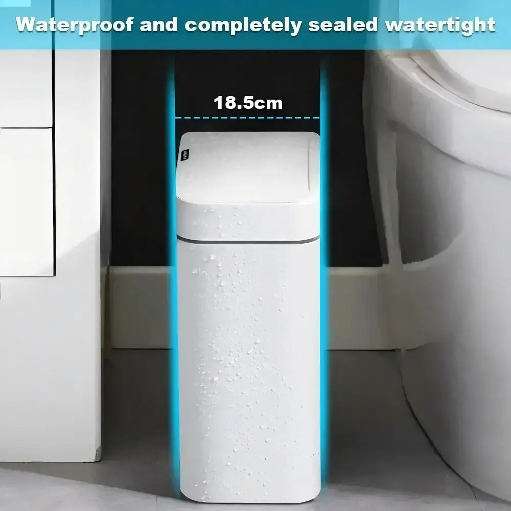 White Touchless 15L Smart Sensor Trash Can – Electronic Bathroom Garbage Bin with Automatic Bagging, Smart Home Compatible - Image 2