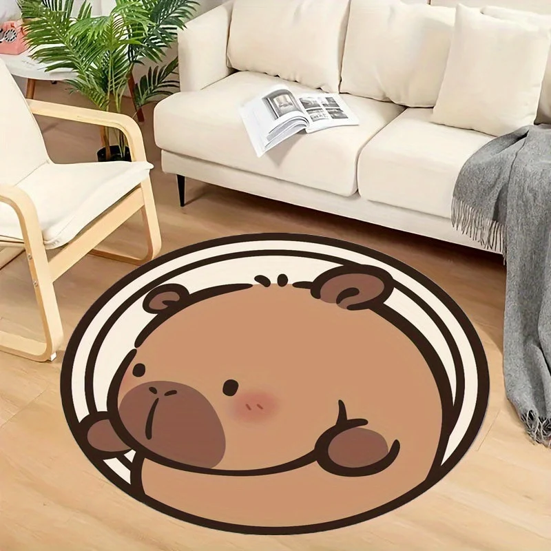 1pc Cute Cartoon Bear Design Round Mat - Soft Flannel, Non-Slip, Machine Washable, Perfect for Living Room, Bedroom, Kitchen - Image 5
