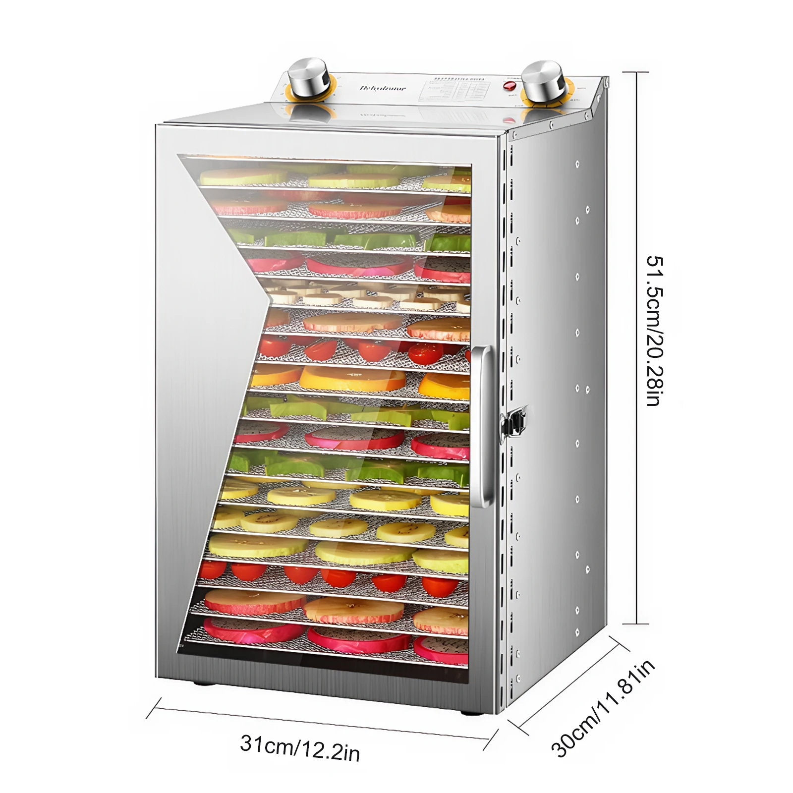 Food-Dehydrator Machine with 18 Stainless Steel Trays Temperature Control Stainless Steel Dehydrator Machine for Meats & Veggies - Image 6