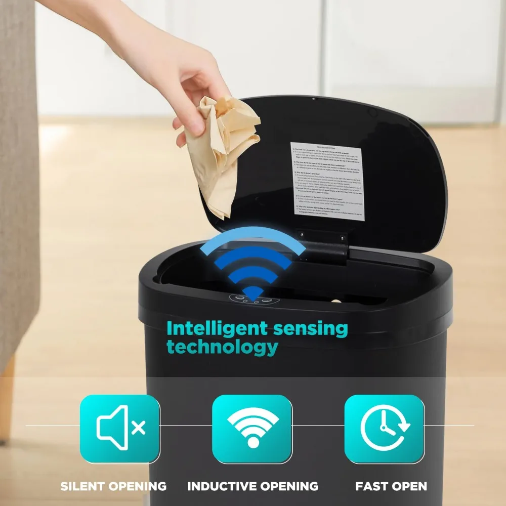 Automatic Touch-Free Motion Sensor 13 Gallon High-Capacity Kitchen Trash Can with Lid for Easy Garbage Disposal - Image 3
