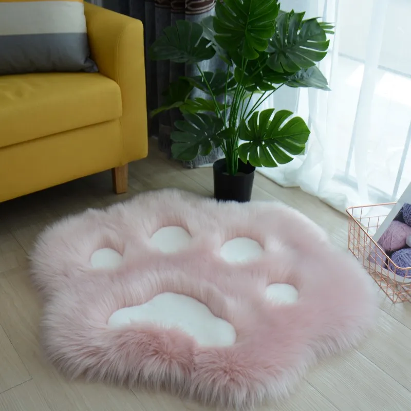 Lovely Cat Paw Pattern Soft Plush Carpet Home Rugs and Carpets for Home Living Room