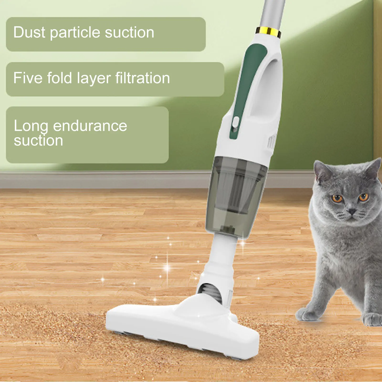 Handheld Vacuum Cleaner with 4 Heads Strong Suction 30min Endurance Low Noise Pet Hair Removal Cordless for Home Car - Image 4