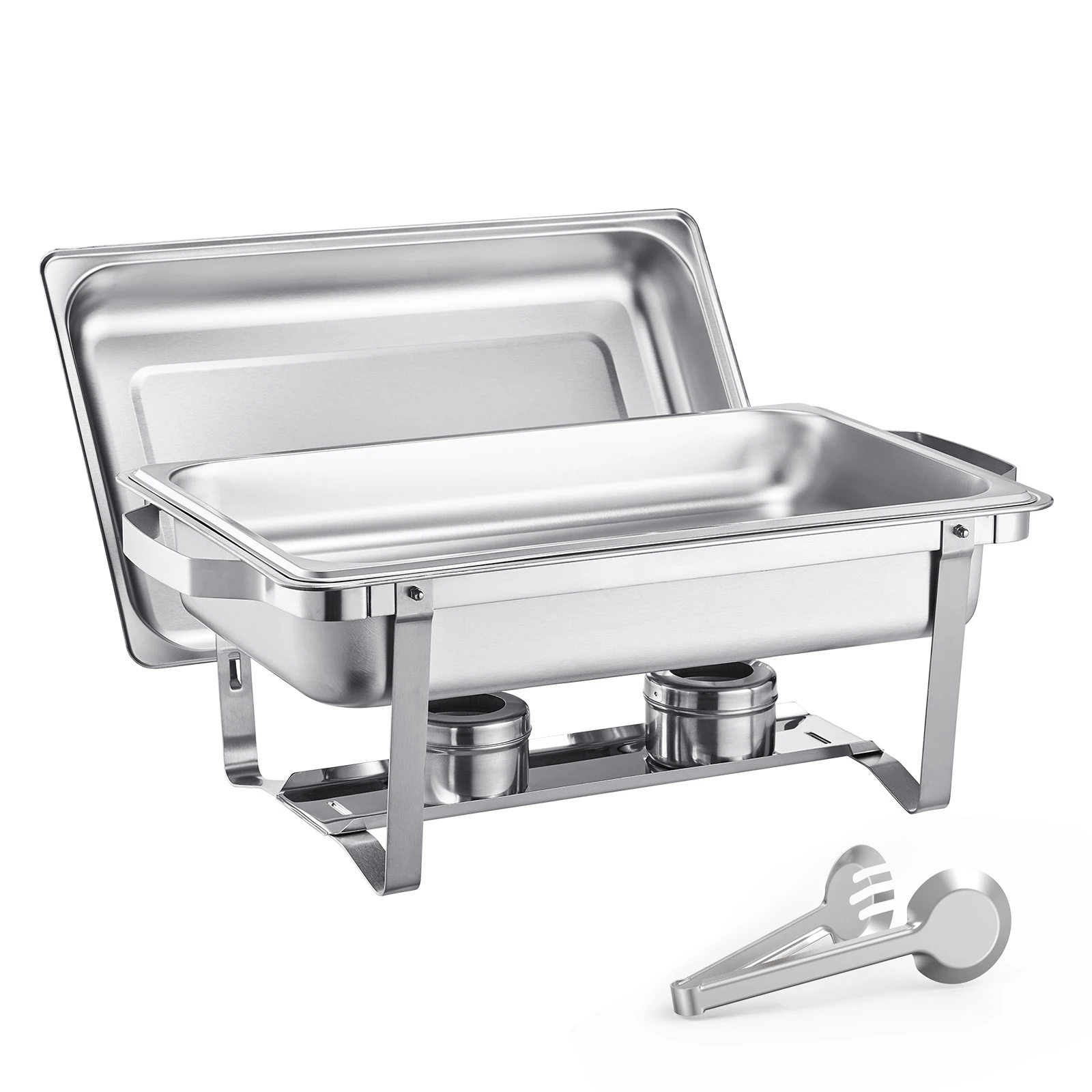 SucceBuy 8 Qt 4 Pack Chafing Dish Buffet Set Stainless Steel Chafer with 2 Full Size and 4 Half Size Pans Catering Warmer Server - Image 8