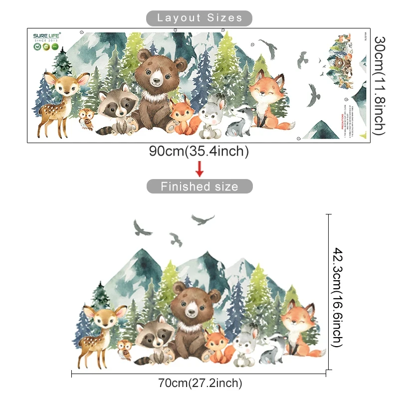 Forest Animals Theme Bear Deer Rabbit Children's Wall Stickers for Kids Room Baby Room Decoration Wallpaper Wall Decals Nursery - Image 10