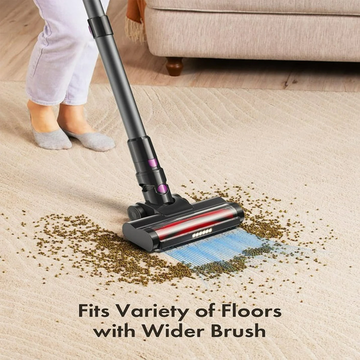 Homeika Cordless Vacuum Cleaner,23KPa 48mins Powerful Suction Vacuum LED Display,Lightweight Stick for HardFloor/Carpet/Pet Hair - Image 4