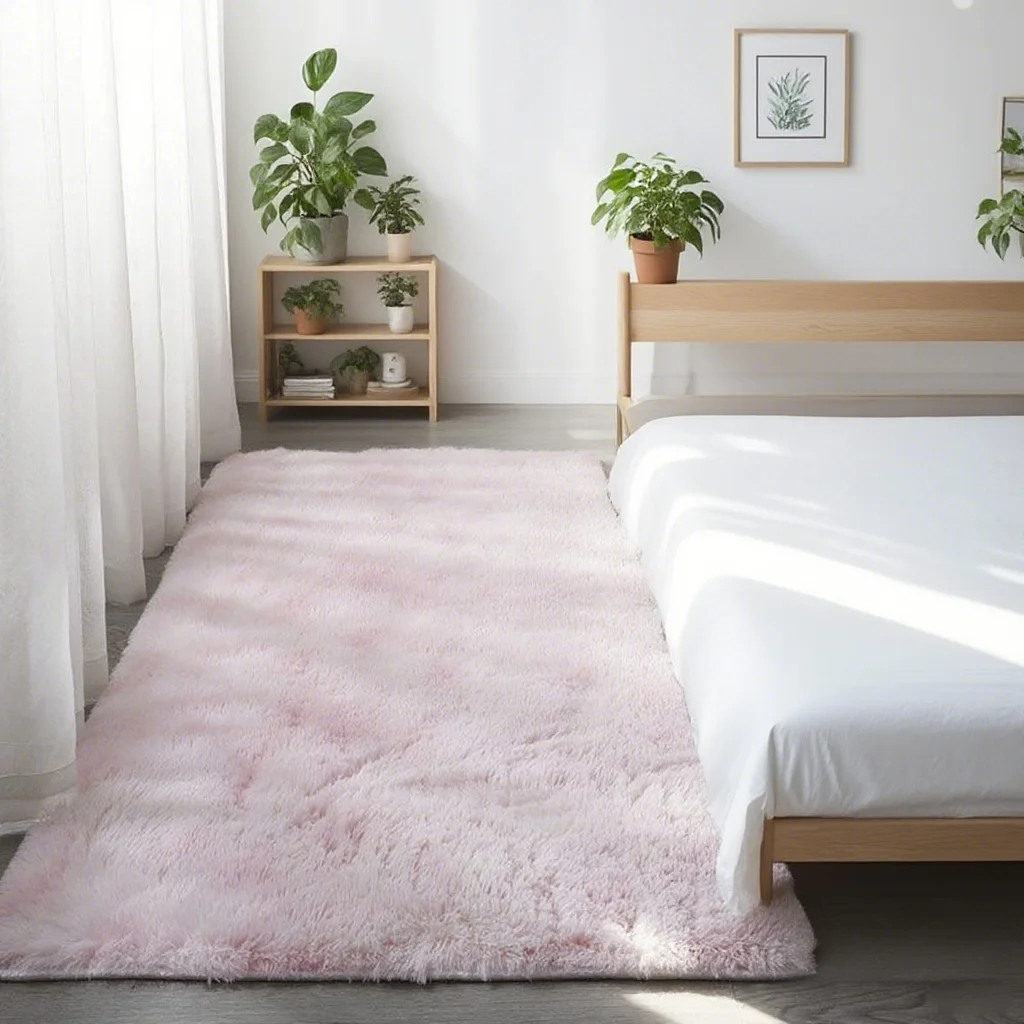 Shaggy Area Gray Rug For Living Room Super Soft Long Pile Bedroom Carpet Non-Slip Children's Home Decor Fluffy Bedside Floor Mat - Image 9