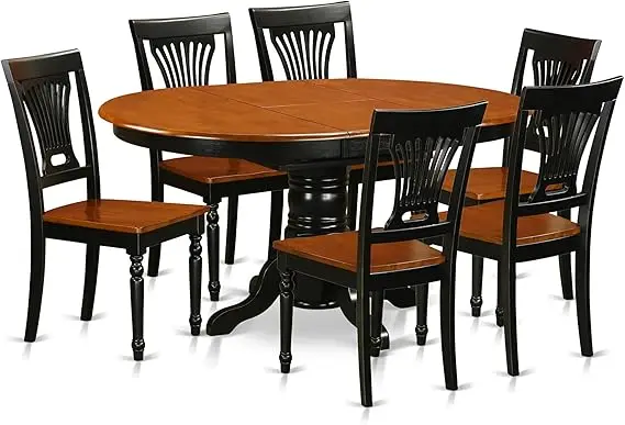 7-Piece Dining Set with Oval Table and Butterfly Leaf Extension, Including 6 Chairs - Image 7